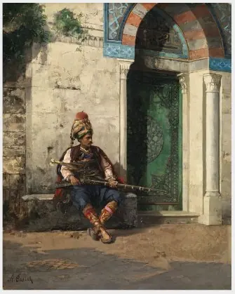 Arab Soldier Seated by a Doorway, by Alberto Pasini