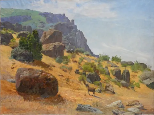 Quebrada de los loros, by Alberto Valenzuela Llanos, oil, 1900