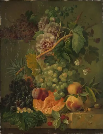 Still Life with Flowers and Fruits, by Albertus Jonas Brandt