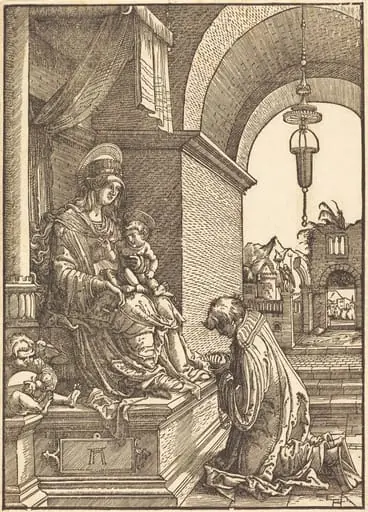 A Cleric Kneeling before the Virgin and the Christ Child, by Albrecht Altdorfer