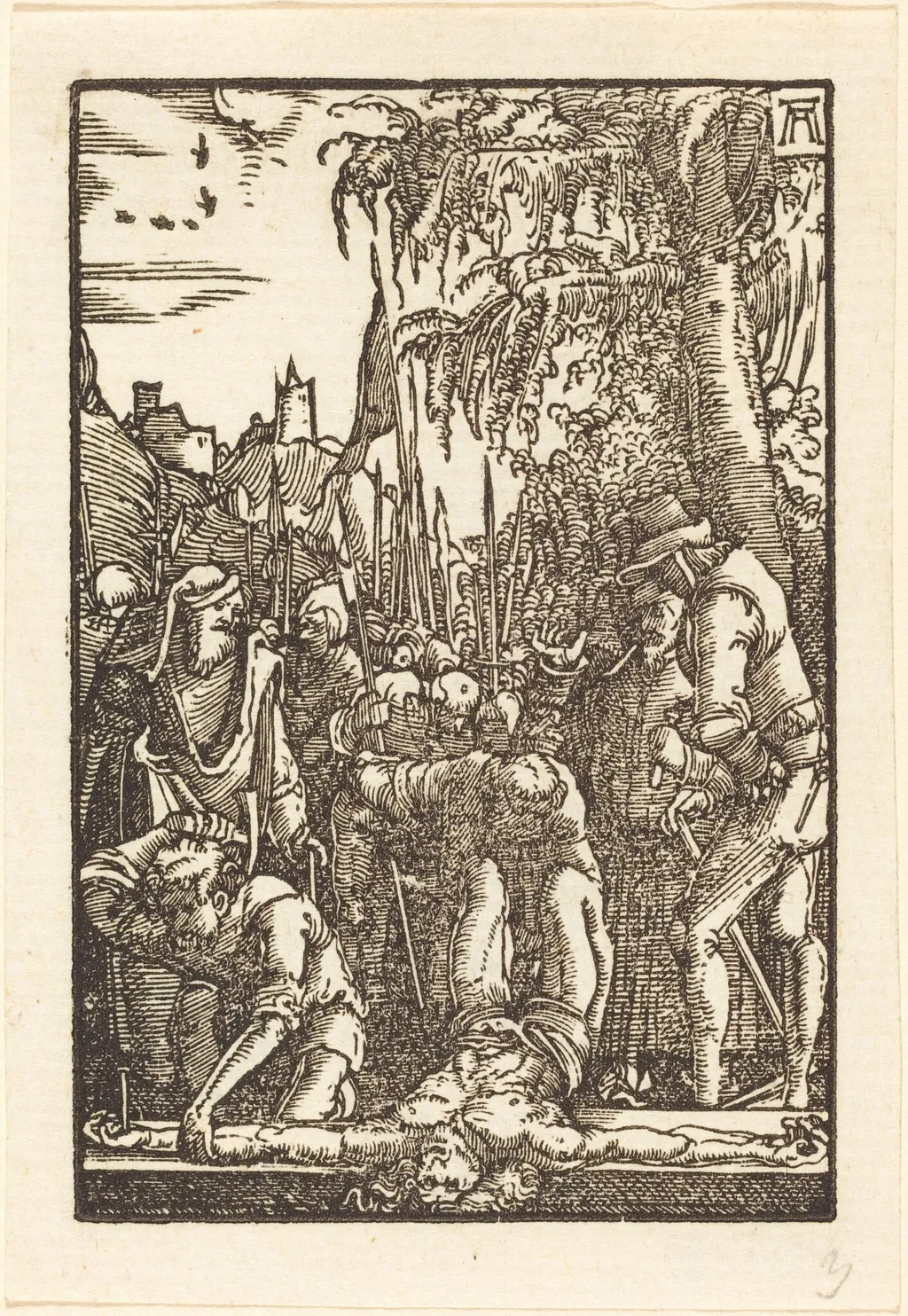 Christ Nailed to the Cross, by Albrecht Altdorfer, ink, 1513
