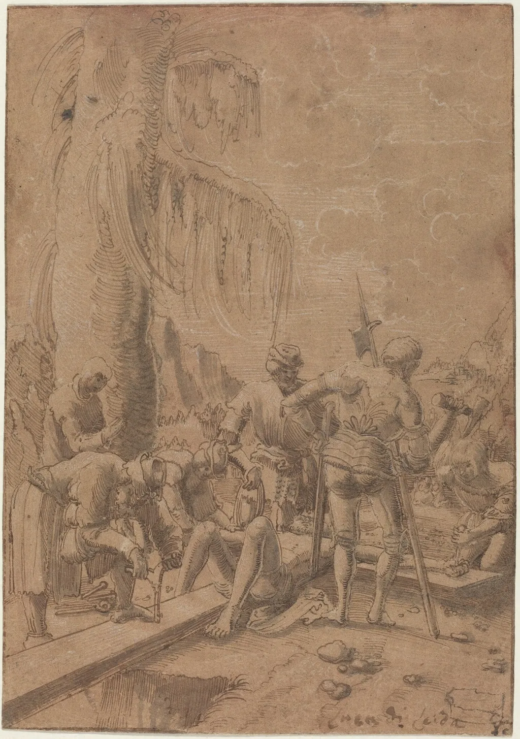 Christ Nailed to the Cross, by Albrecht Altdorfer, ink, 1512