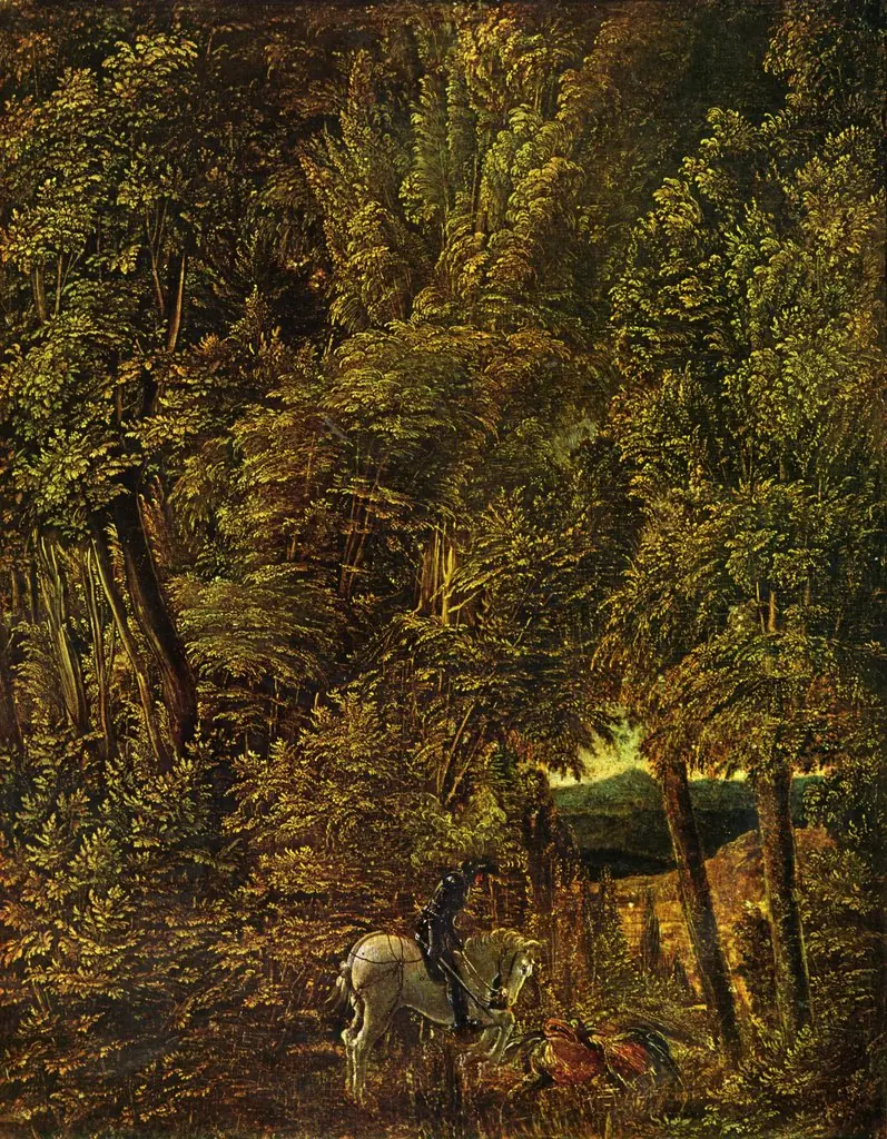 Countryside of Wood With Saint George Fighting the Dragon, by Albrecht Altdorfer, 1510