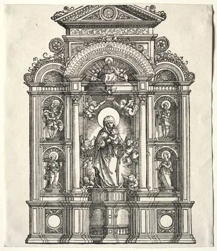 Great Altar with the Virgin, in a border with SS. Christopher, George, Barbara, Catherine, by Albrecht Altdorfer