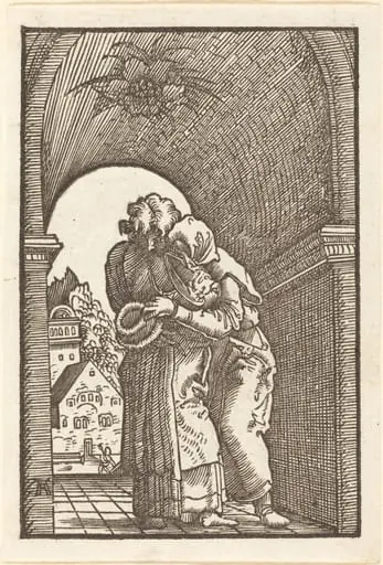 Joachim Embracing Anna, by Albrecht Altdorfer