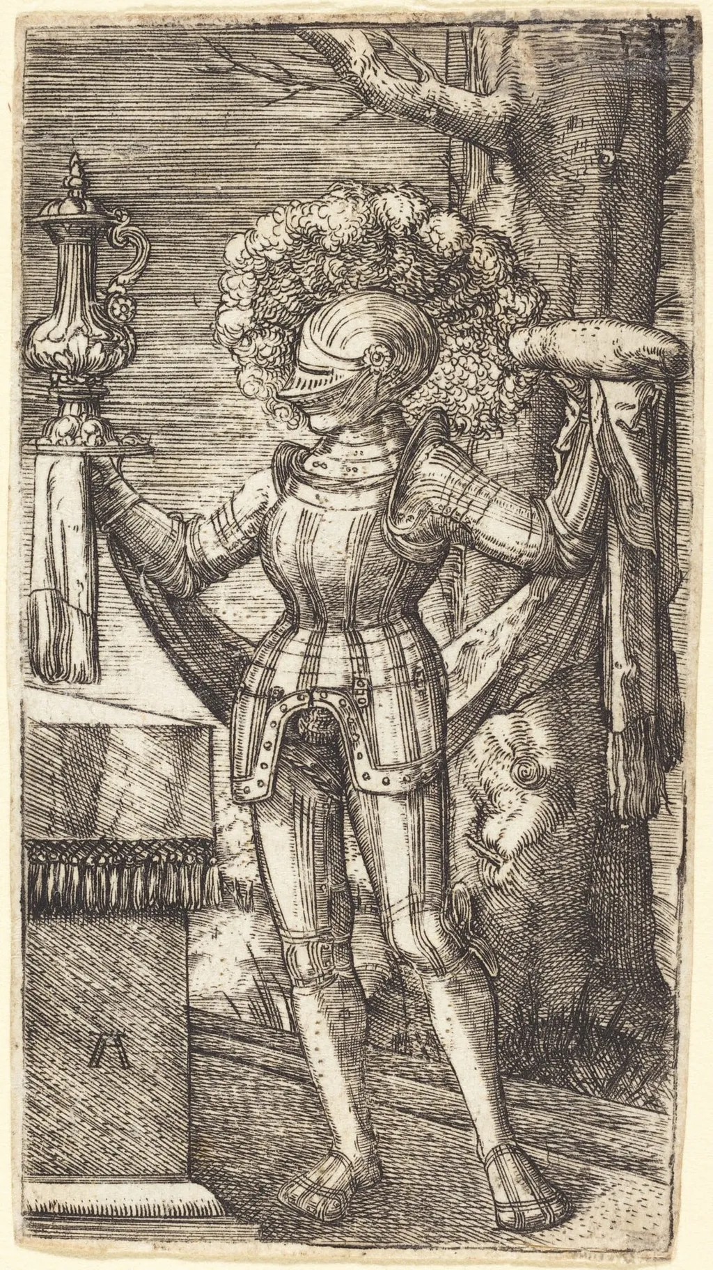 Knight in Armour with Bread and Wine, by Albrecht Altdorfer, ink, 1514