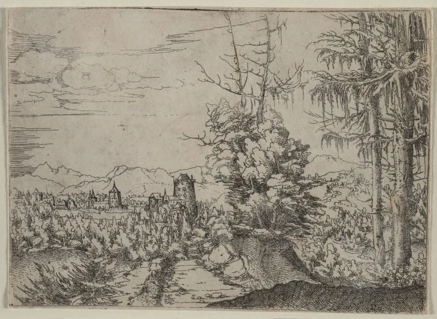 Landscape with Two Pines, by Albrecht Altdorfer, 1522
