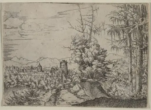 Landscape with Two Pines, by Albrecht Altdorfer