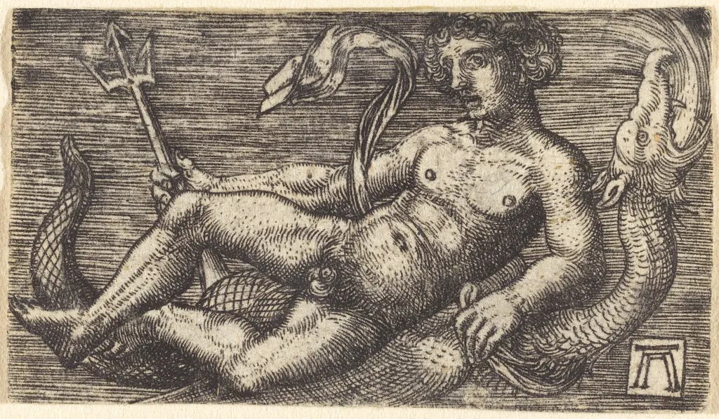 Neptune on a Sea Monster, by Albrecht Altdorfer, ink, 1522