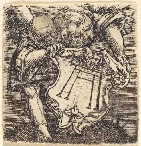Putto Holding a Shield with the Monogram of Altdorfer, by Albrecht Altdorfer