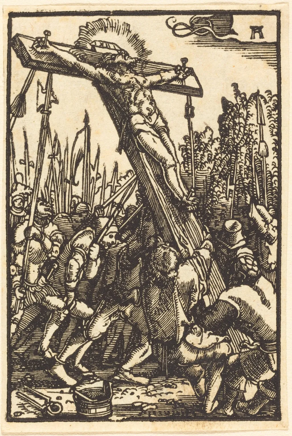 Raising of the Cross, by Albrecht Altdorfer, ink, 1513