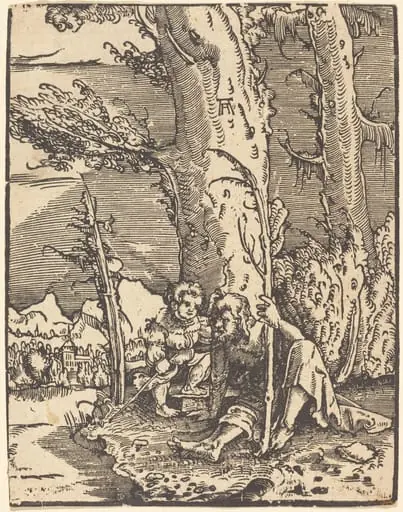 Saint Christopher Seated by a River Bank, by Albrecht Altdorfer