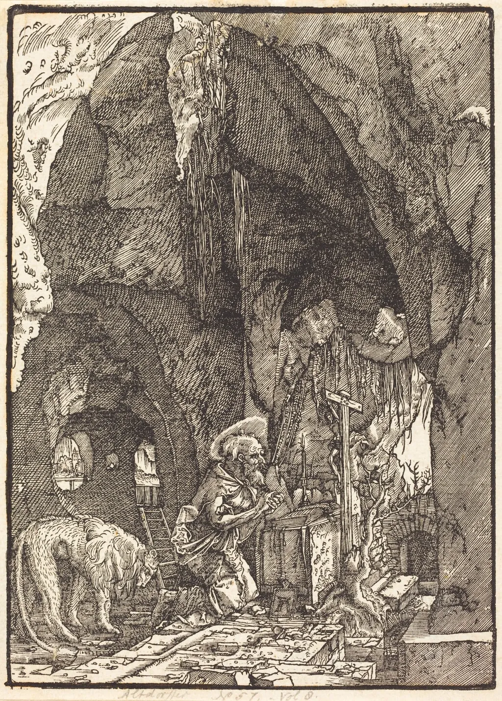 Saint Jerome in a Cave, by Albrecht Altdorfer, ink, 1514