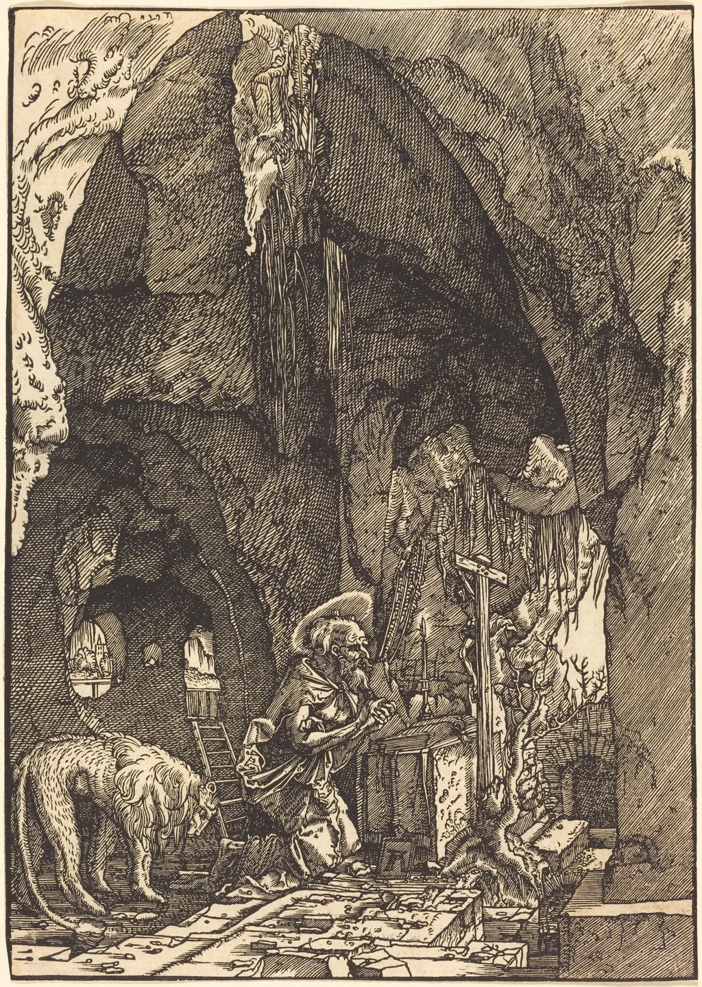 Saint Jerome in a Cave, by Albrecht Altdorfer, ink, 1515