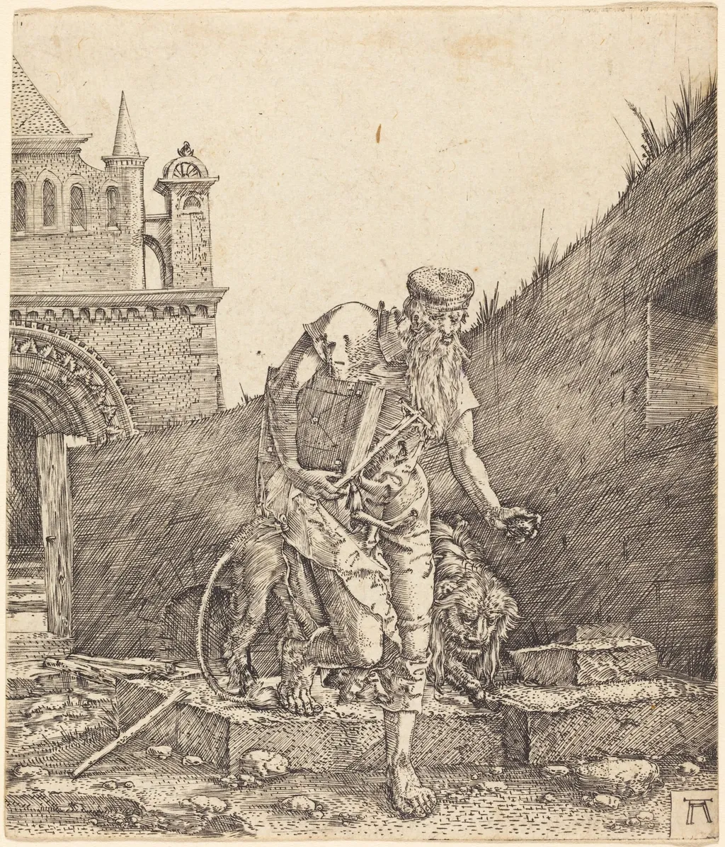 Saint Jerome in a Courtyard, by Albrecht Altdorfer, ink, 1514