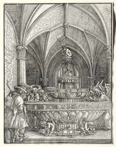The Holy Family on the Flight into Egypt at a Fountain, by Albrecht Altdorfer