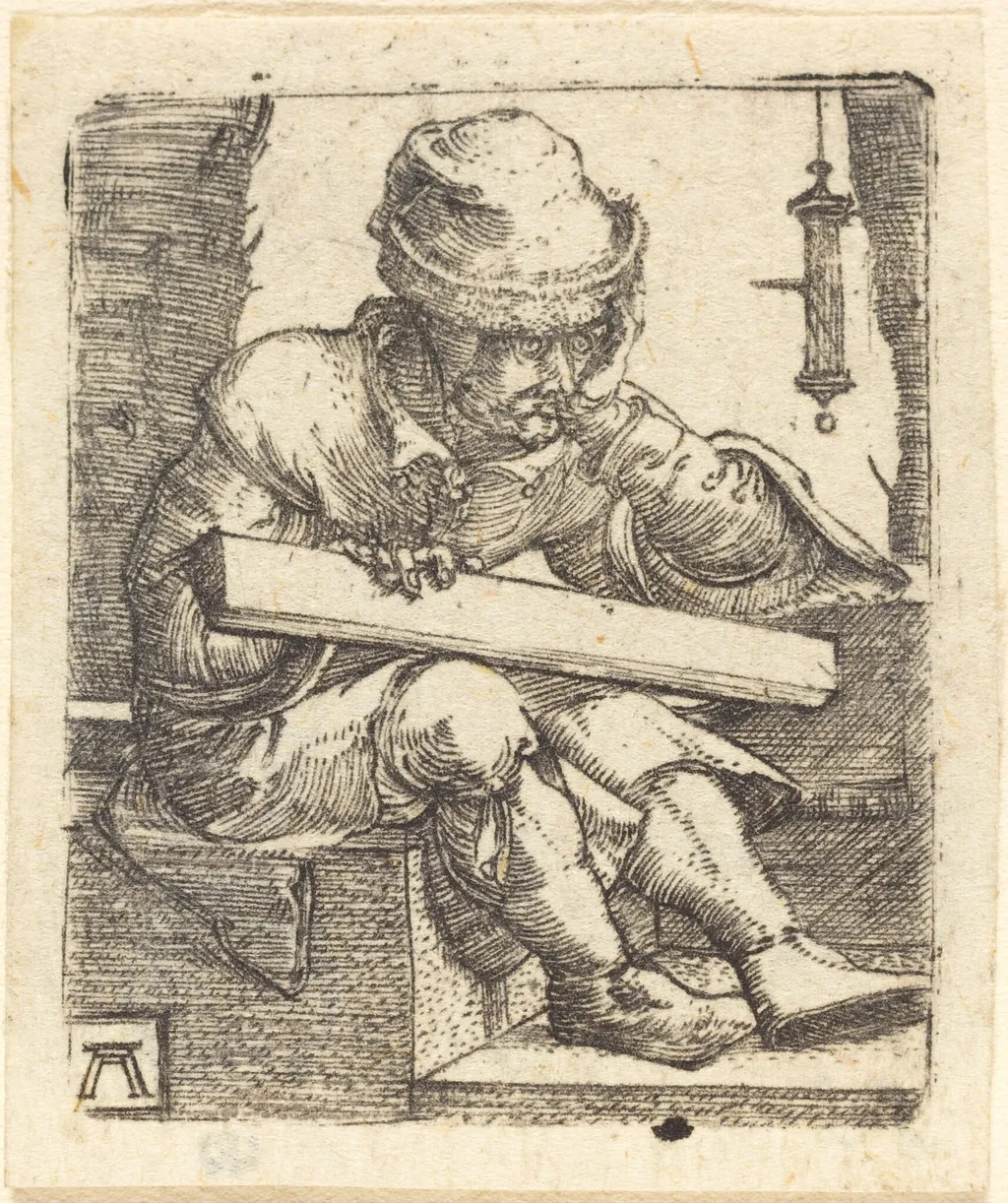 The Pensive Carpenter, by Albrecht Altdorfer, ink, 1525