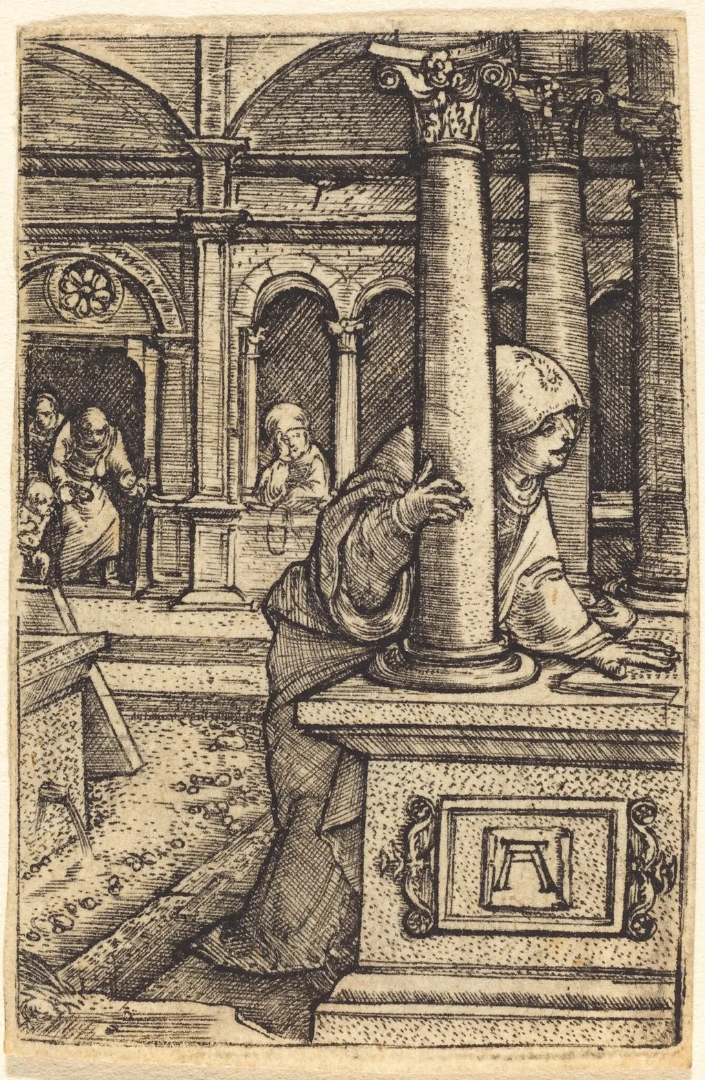 The Virgin Seeking Jesus in the Temple, by Albrecht Altdorfer, ink, 1520