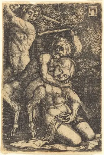 Two Satyrs Fighting about a Nymph, by Albrecht Altdorfer