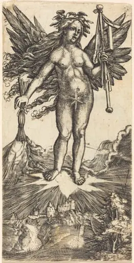 Winged Woman on a Star, by Albrecht Altdorfer