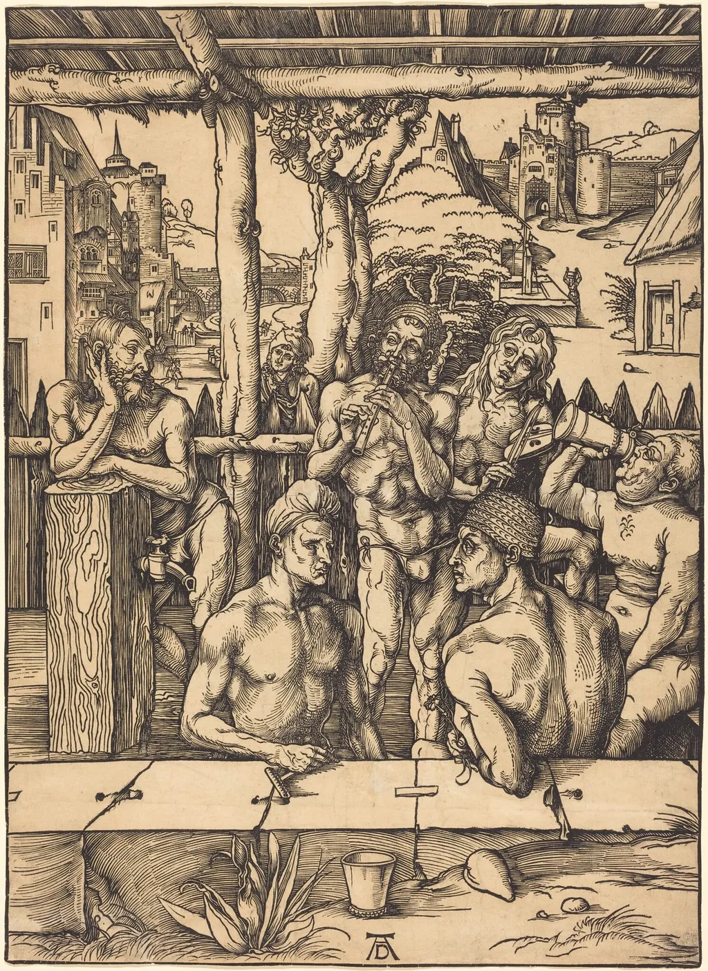 Bath House, by Albrecht Dürer, ink, 1496