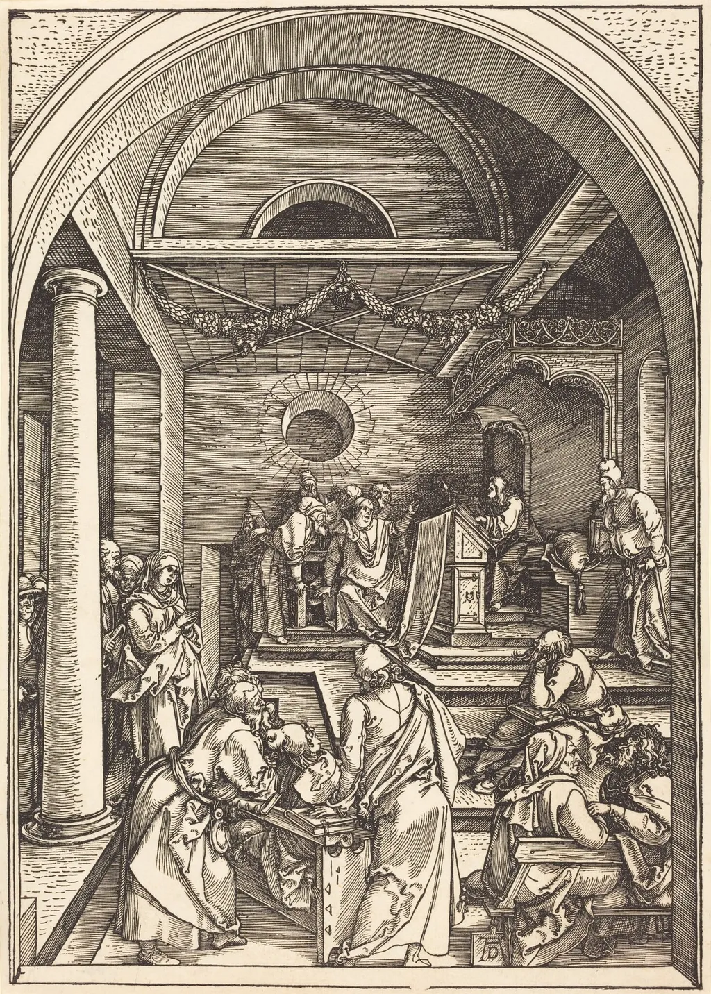 Christ among the Doctors, by Albrecht Dürer, ink, 1504