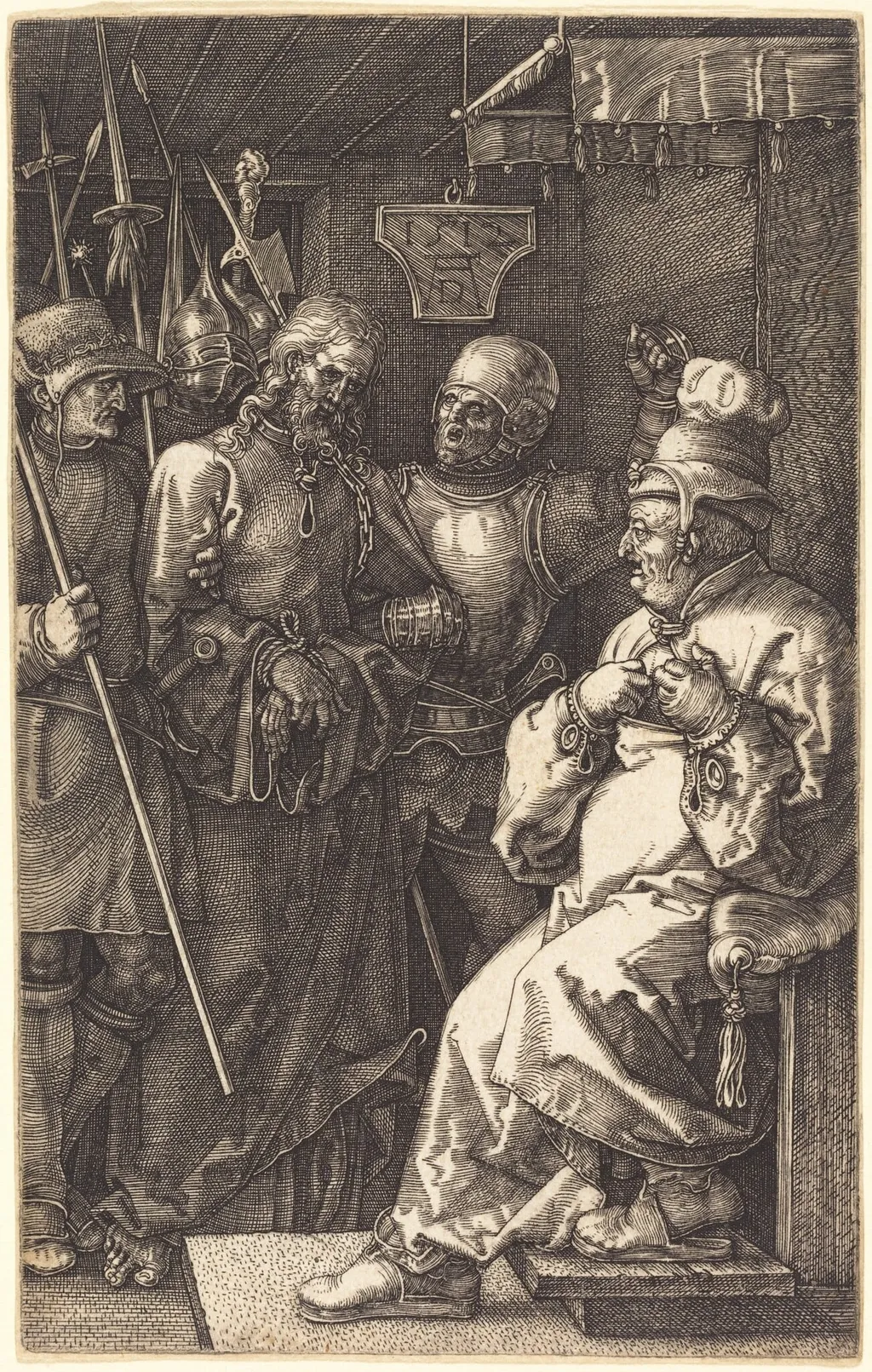 Christ before Caiaphas, by Albrecht Dürer, ink, 1512