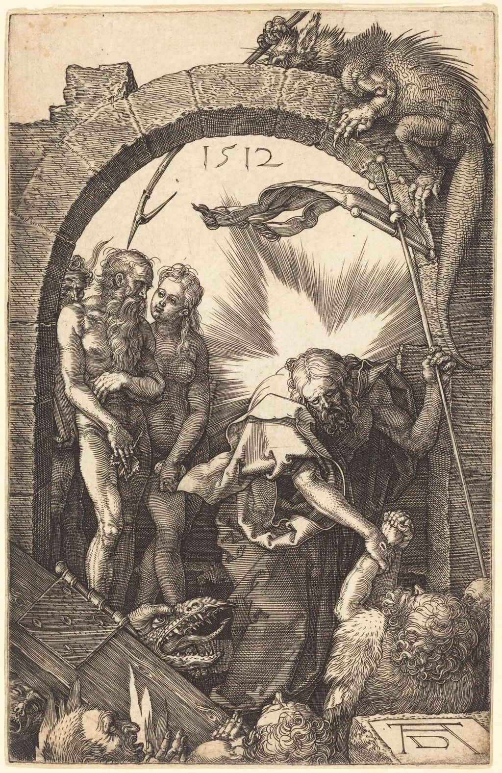 Christ in Limbo, by Albrecht Dürer, ink, 1512