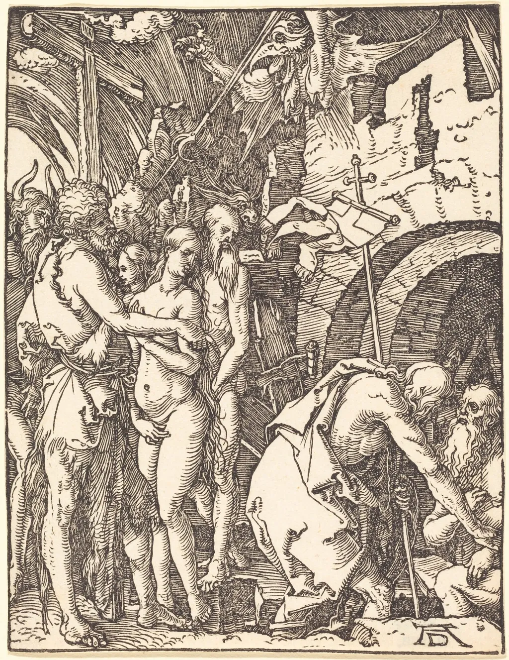 Christ in Limbo, by Albrecht Dürer, ink, 1510