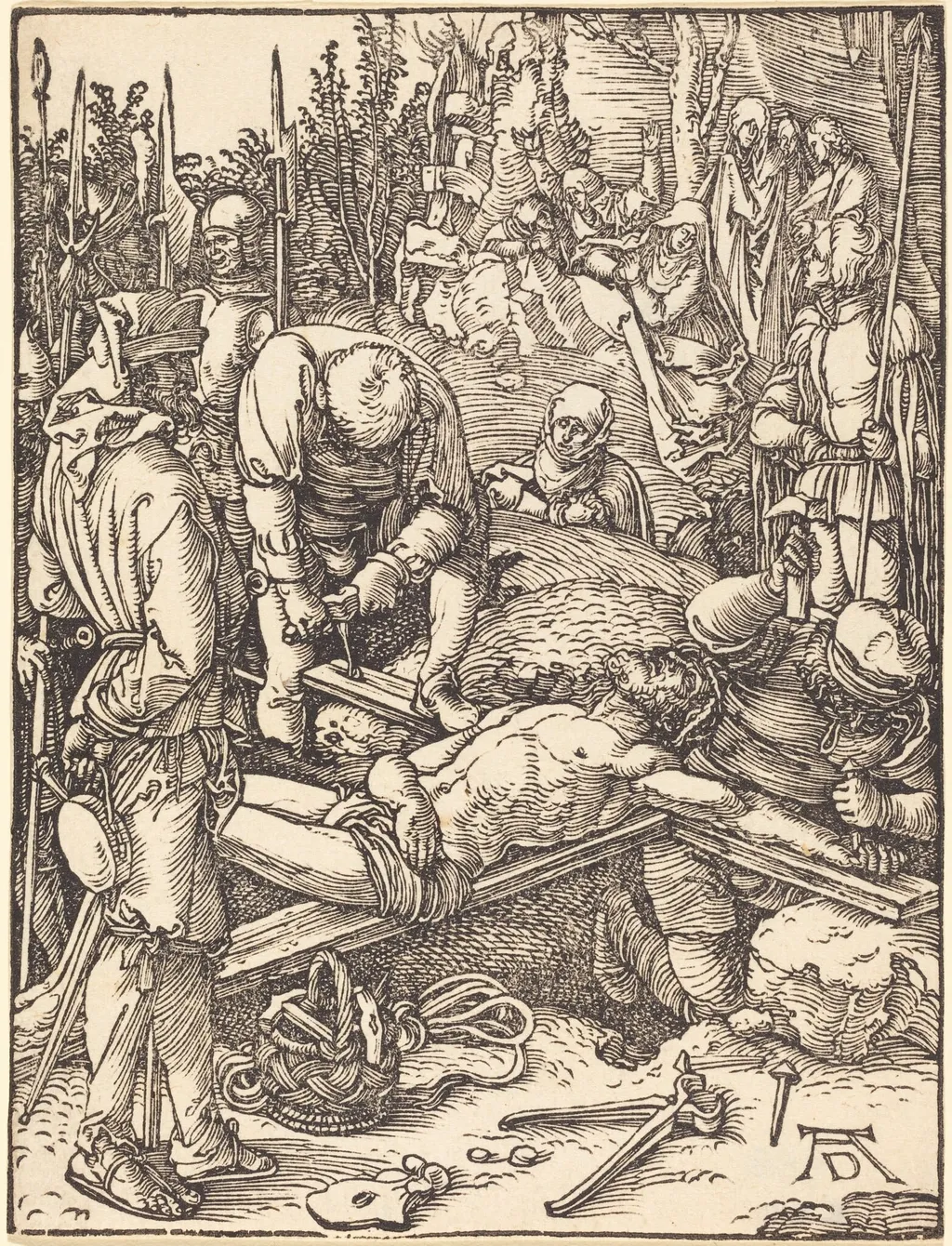 Christ Nailed to the Cross, by Albrecht Dürer, ink, 1510
