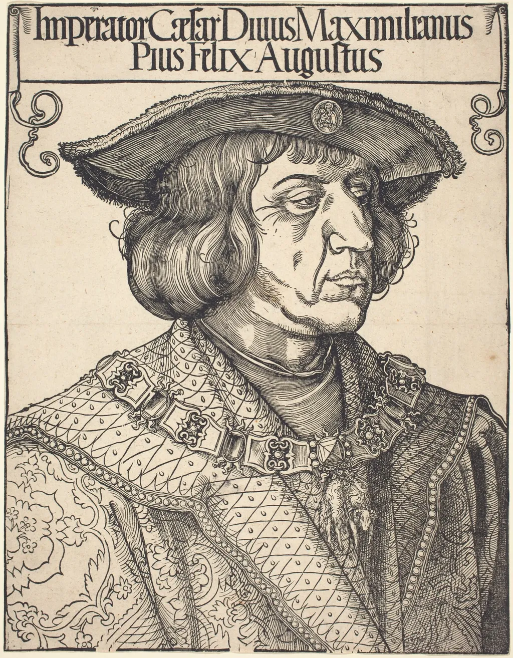 Emperor Maximilian I, by Albrecht Dürer, ink, 1518