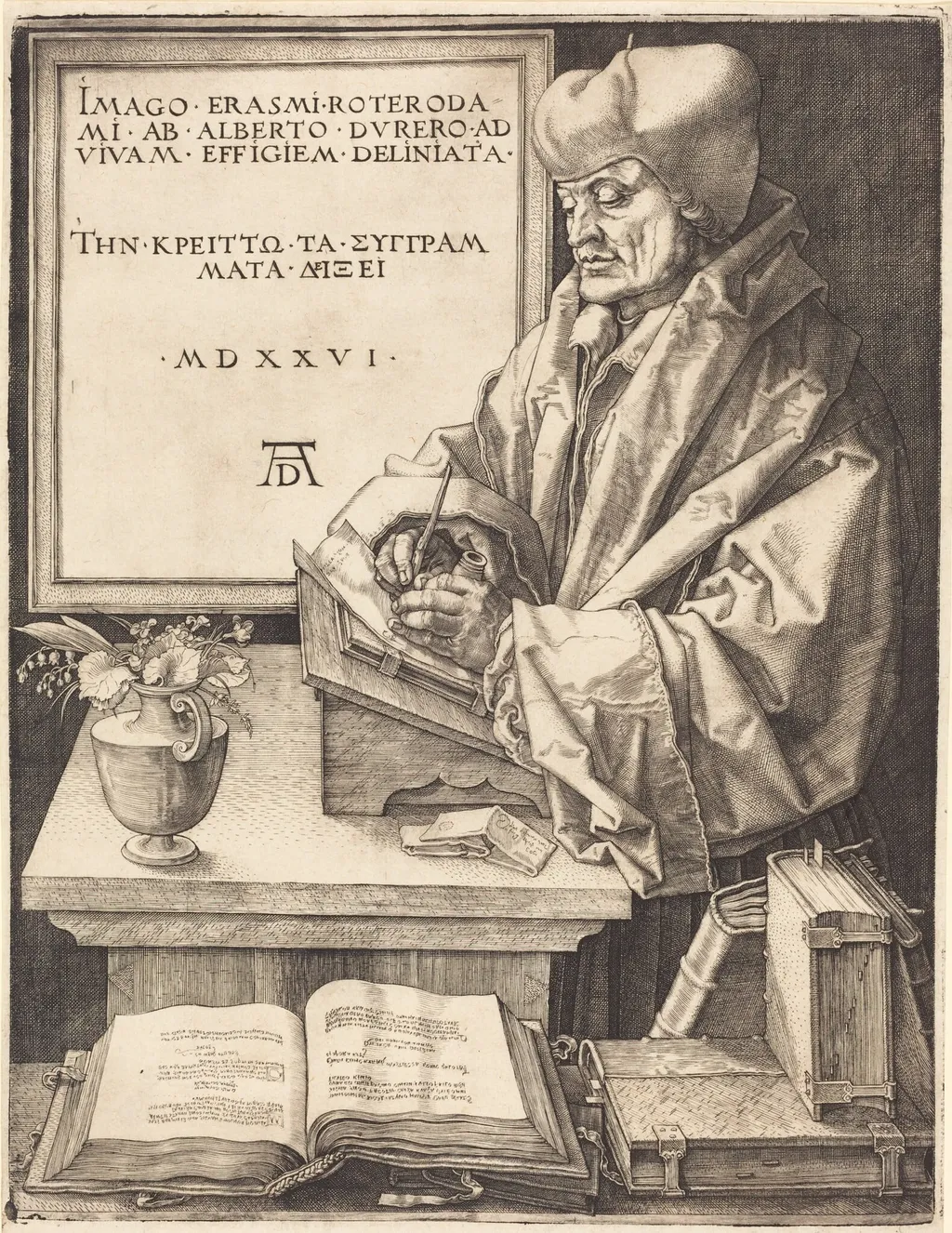 Erasmus of Rotterdam, by Albrecht Dürer, ink, 1526