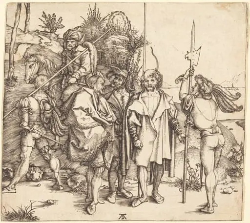 Five Soldiers and a Turk on Horseback, by Albrecht Dürer