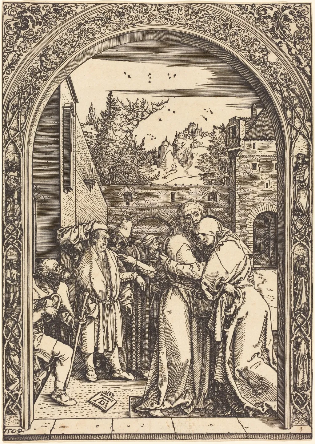 Joachim and Anna at the Golden Gate, by Albrecht Dürer, ink, 1504