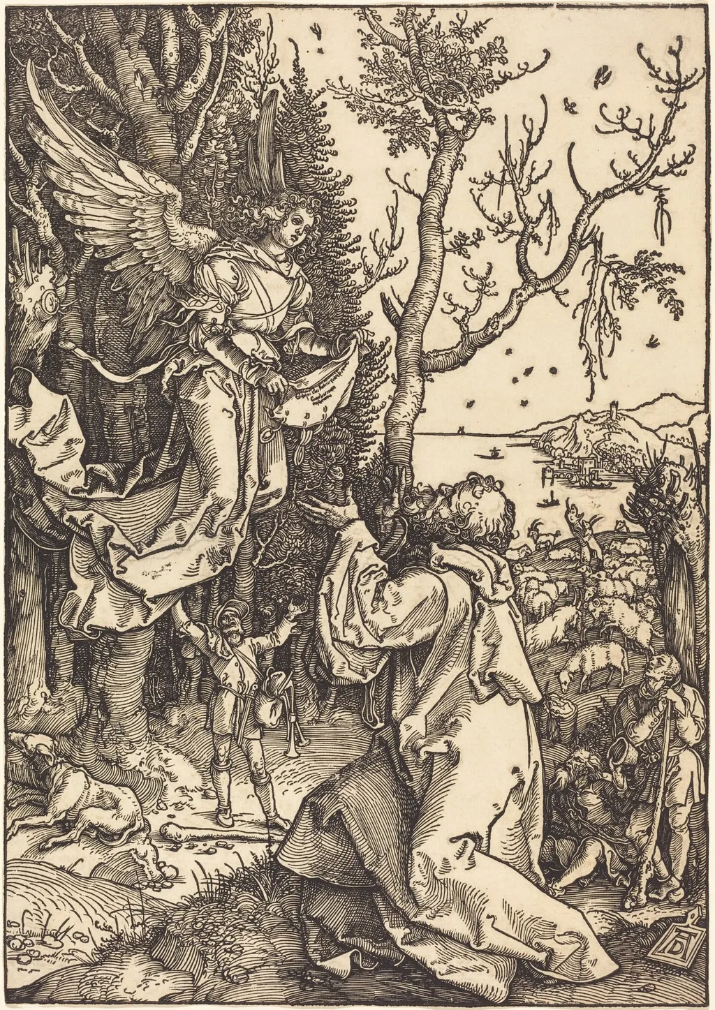 Joachim and the Angel, by Albrecht Dürer, ink, 1504