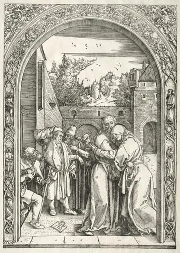 Life of the Virgin: Joachim and Anna Embracing under the Golden Gate, by Albrecht Dürer