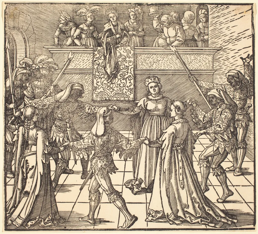 Masquerade Dance with Torches, by Albrecht Dürer, ink, 1518