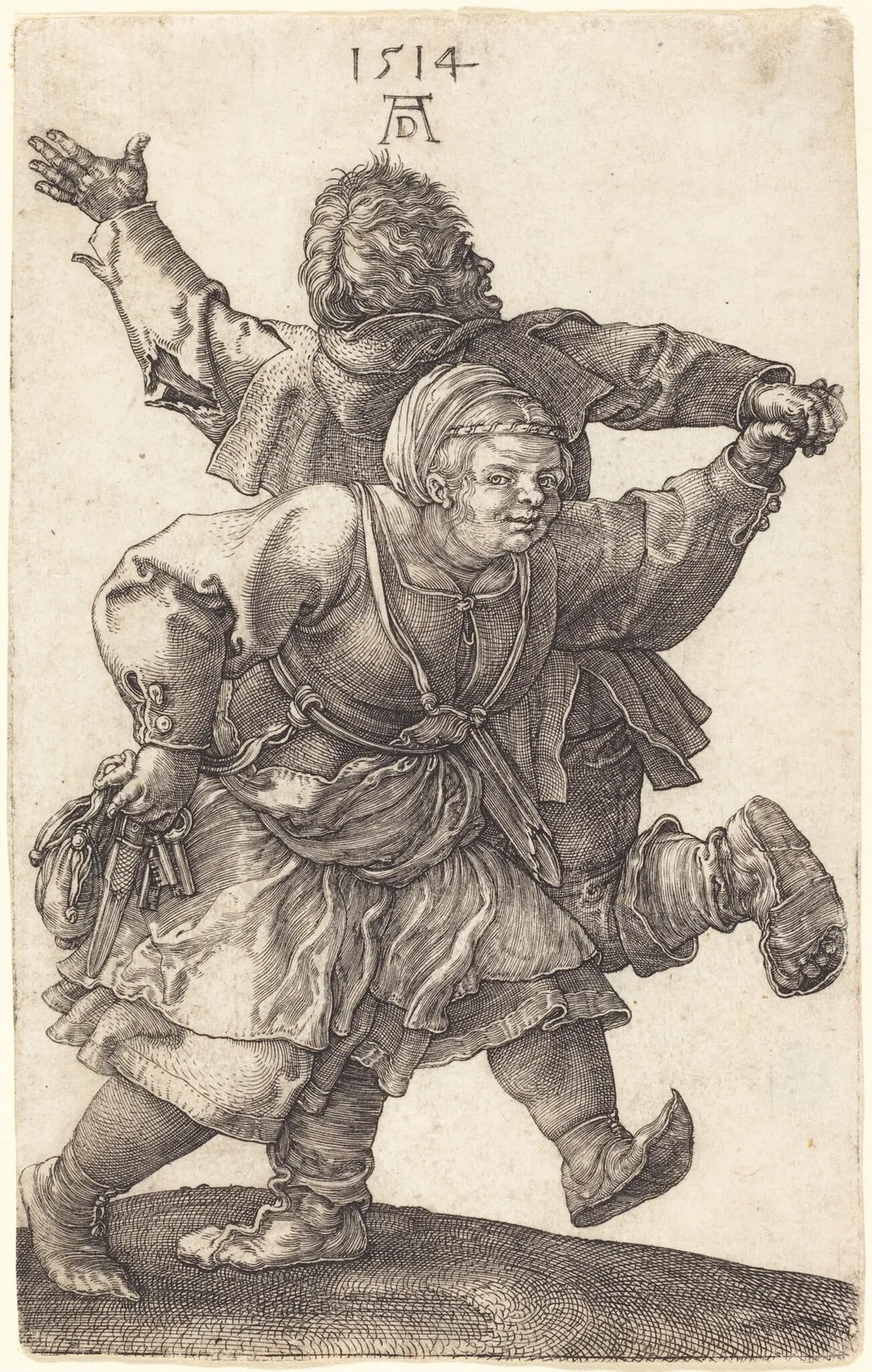 Peasant Couple Dancing, by Albrecht Dürer, ink, 1514