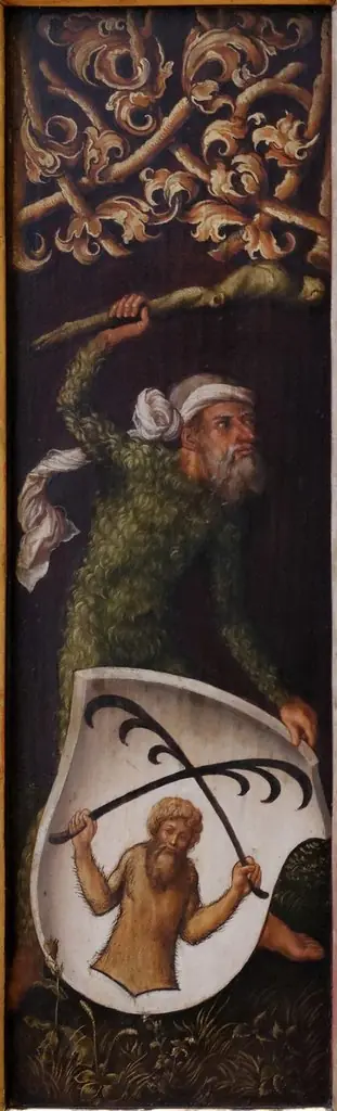 Portrait of Oswolt Krel: "Sylvan Men" with Heraldic Shields of Oswolt Krel, by Albrecht Dürer