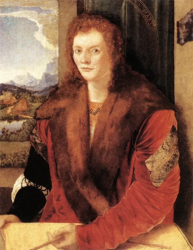 Portrait of St Sebastian with an Arrow, by Albrecht Dürer, oil, 1500