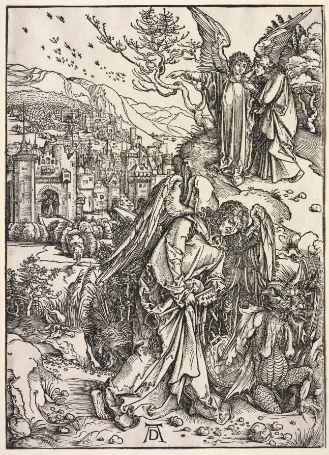 Revelation of St. John: Angel with the Key of the Bottomless Pit, by Albrecht Dürer, 1511