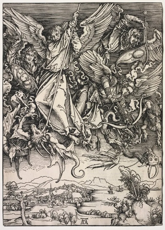 Revelation of St. John: St. Michael fighting the Dragon, by Albrecht Dürer, 1511