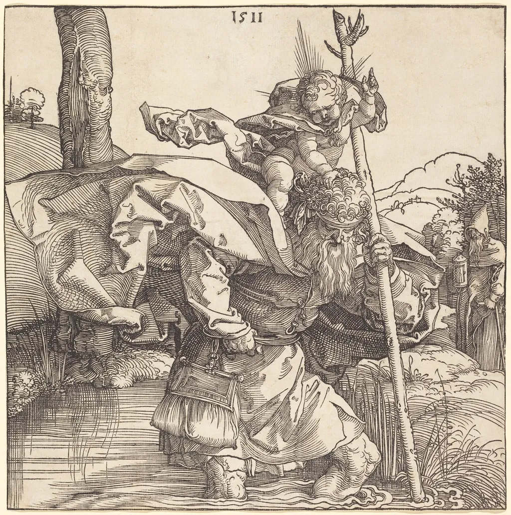Saint Christopher, by Albrecht Dürer, ink, 1511