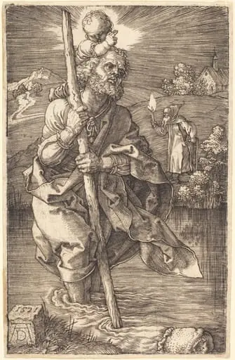 Saint Christopher Facing Right, by Albrecht Dürer