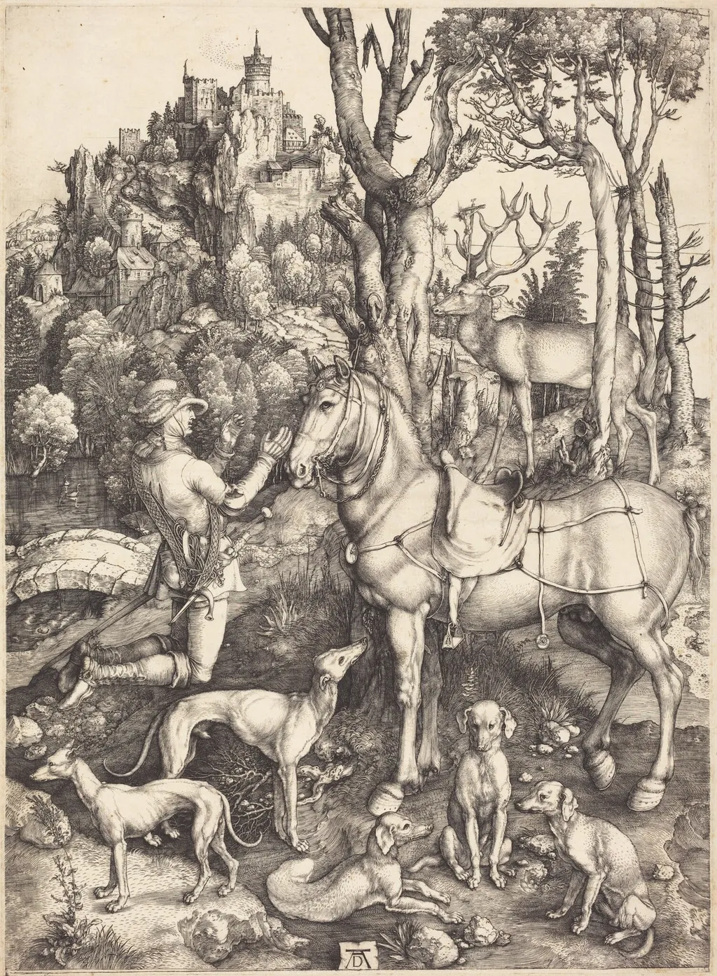 Saint Eustace, by Albrecht Dürer, ink, 1500