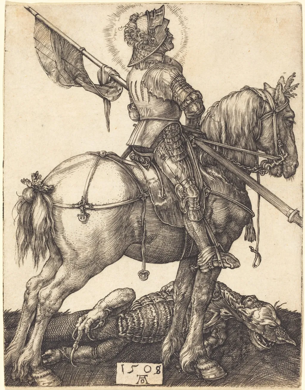 Saint George on Horseback, by Albrecht Dürer, ink, 1508