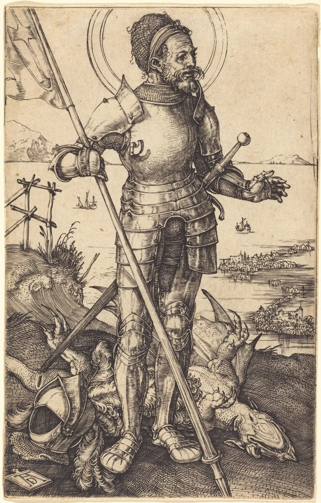 Saint George Standing, by Albrecht Dürer, ink, 1502