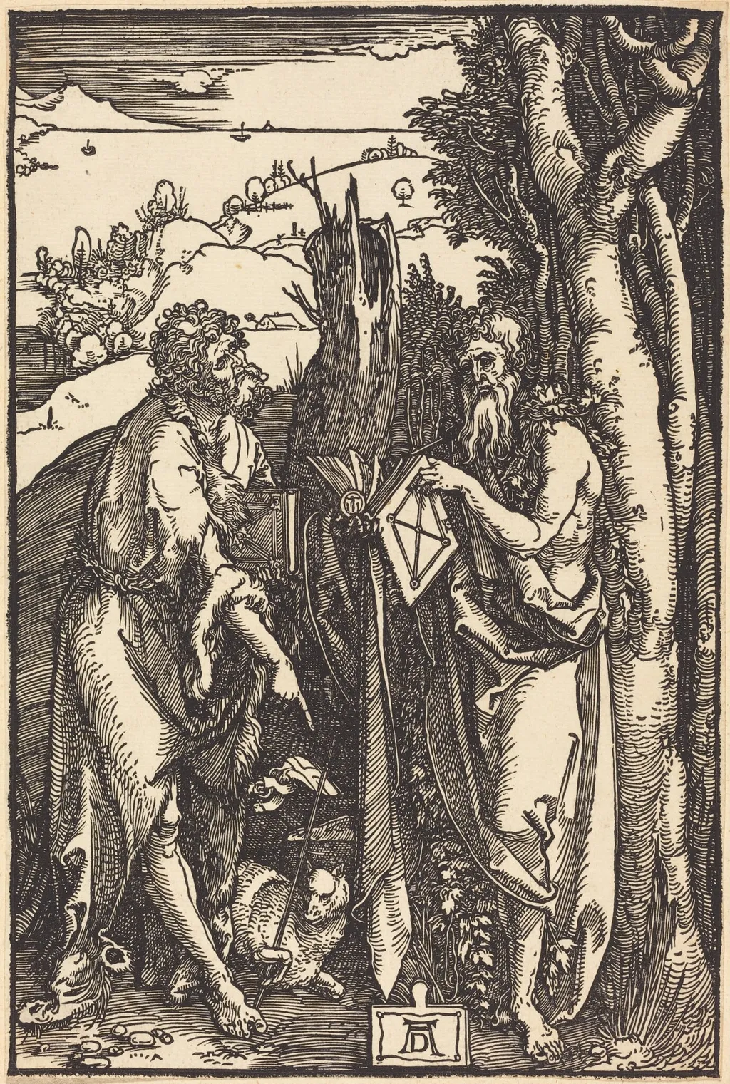 Saint John the Baptist and Saint Onuphrius, by Albrecht Dürer, ink, 1504