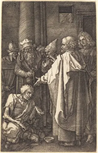 Saint Peter and Saint John Healing a Cripple at the Gate of the Temple, by Albrecht Dürer