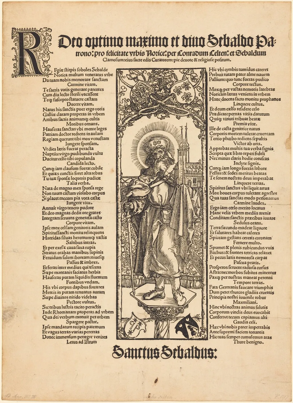 Saint Sebaldus Standing on a Column, by Albrecht Dürer, ink, 1501